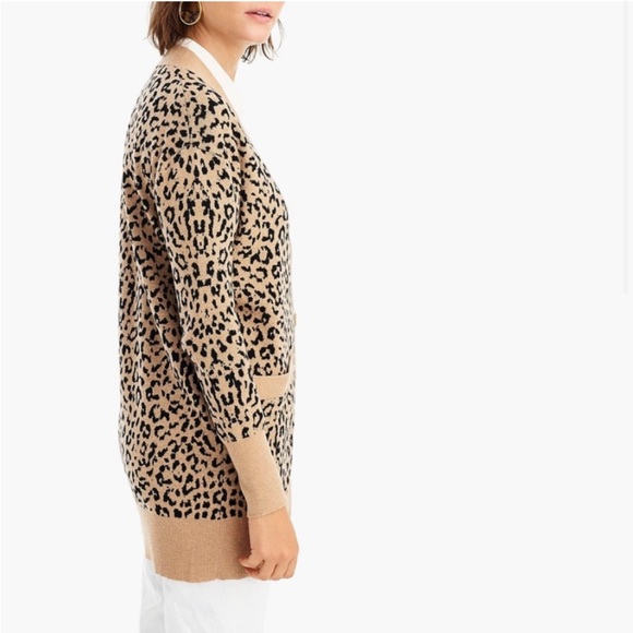 J.Crew Leopard Jacquard Cardigan - Picture 2 of 6